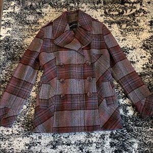 NWOT plaid pea coat jacket, size S